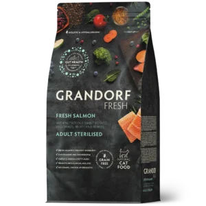 Grandorf Cat Fresh Värske Lõhe ja Bataat Täiskasvanud Steriliseeritud Kassidele Grandorf Cat Fresh Värske Lõhe ja Bataat Täiskasvanud Steriliseeritud Kassidele