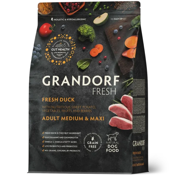 Grandorf Fresh koeratoit keskmist ja suurt tõugu täiskasvanutele – värske part & maguskartul