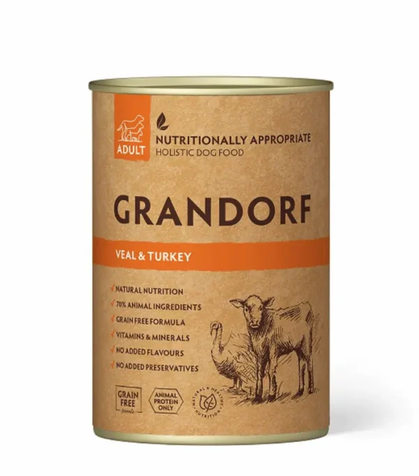 Grandorf koerakonserv – Veal & Turkey 400 g
