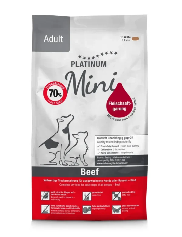Platinum Adult Beef Mini kuivtoit väikesele koerale